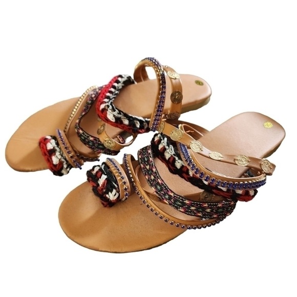 WYGWIG Boho Multicolor Strappy Open Toe Sandals Summer Casual Beach Sz 7.5 NWOT - Picture 7 of 7